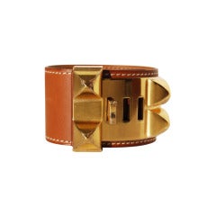 Hermes Barenia Leather CDC Collier De Chien Bracelet - Small - Gold Hardware