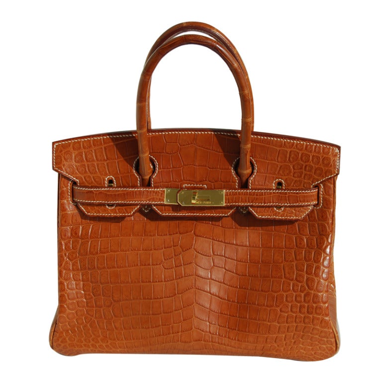 30cm Hermès Matte Fauve Niloticus Crocodile Birkin Handbag For Sale