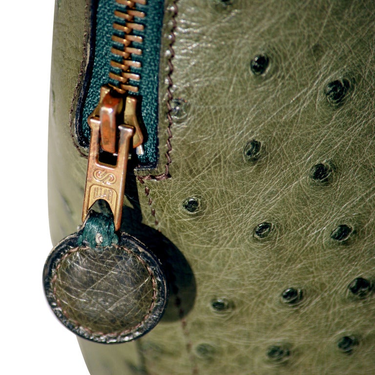 Women's or Men's Hermès Ile De Shiki Vert Olive Ostrich Handbag