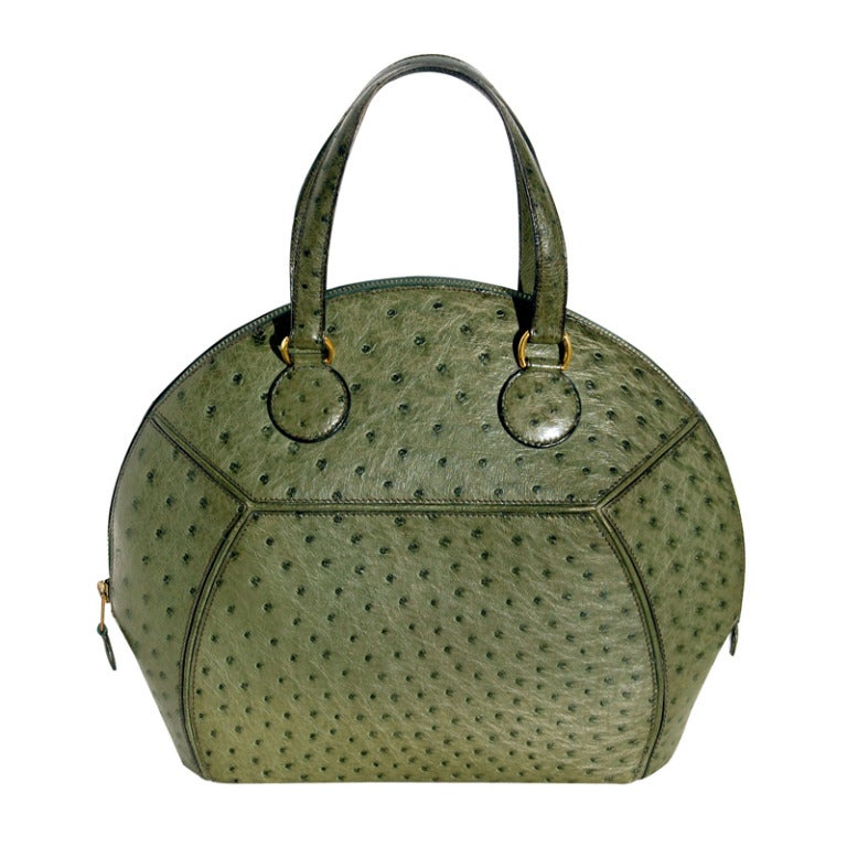 Hermès Ile De Shiki Vert Olive Ostrich Handbag
