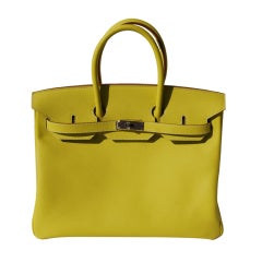 35cm Hermes Lime Epsom Leather Birkin Bag Handbag