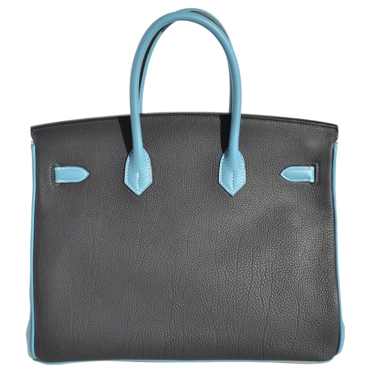 Createurs de Luxe, reseller of Hermes Handbags offers this new Tri-Colored Beauty!

Brand New

35cm Hermes Black, Blue Jean and Gris Tourturelle Tri-Colored Togo Leather Birkin Handbag | White Stitching | Gold Hardware | P Stamp

The bag