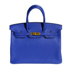 35cm Hermès Bleu Electrique Clemence Leather BagBirkin