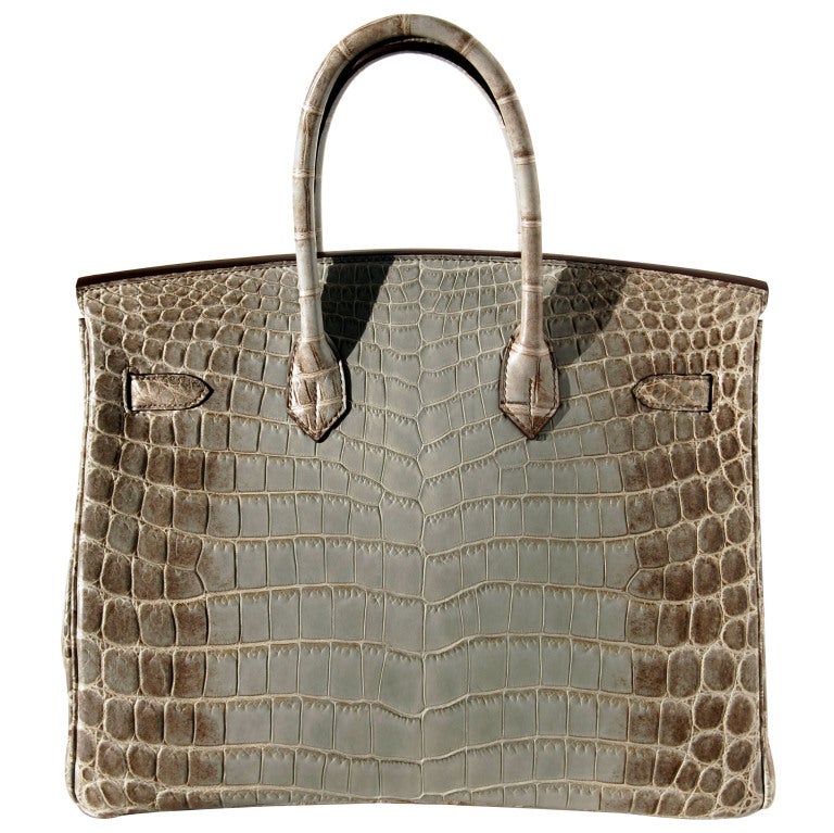35cm Hermes Grey Himalayan Niloticus Birkin Bag Handbag In New Condition In Chicago, IL