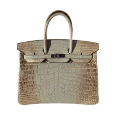 35cm Hermes Grey Himalayan Niloticus Birkin Bag Handbag