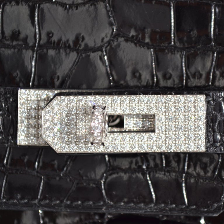 35cm Hermès Diamond Black Crocodile Birkin Bag Handbag 1