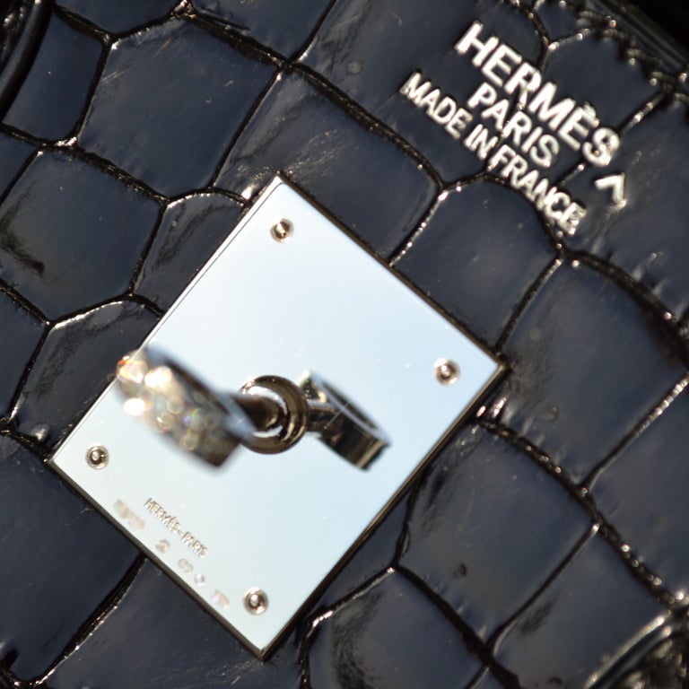35cm Hermès Diamond Black Crocodile Birkin Bag Handbag 5