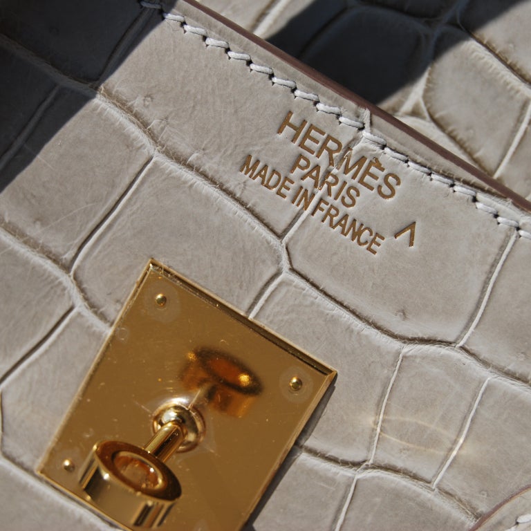 35cm Hermès Matte Pale Greige Crocodile Birkin Bag Handbag 1