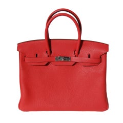 35cm Hermès Bougainvillea Clemence Leather Birkin Bag Handbag