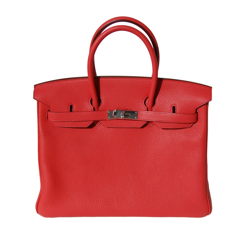 35cm Hermès Bougainvillea Clemence Leather Birkin Bag Handbag