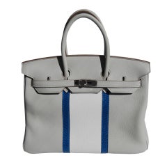 35cm Hermes Gris Pearl Clemence Leather Club Birkin Bag Handbag