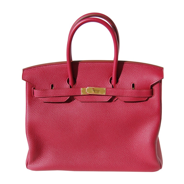 35cm Hermes Rubis Togo Leather Birkin Bag Handbag