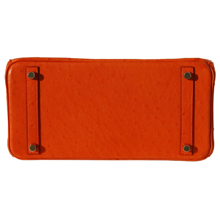 30cm Hermes Orange Ostrich Birkin Bag Handbag In New Condition In Chicago, IL