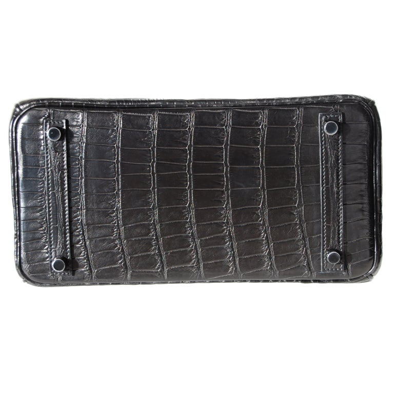 Women's 30cm Hermès Matte So Black Alligator Birkin Bag Handbag