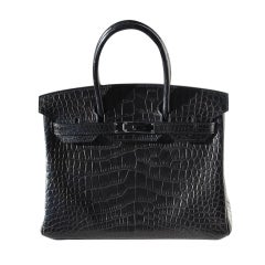 30cm Hermès Matte So Black Alligator Birkin Bag Handbag