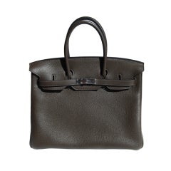 35cm Hermes Vert Bronze Togo Leather Birkin Bag Handbag