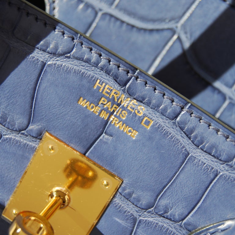 Women's 35cm Hermes Matte Blue Brighton Alligator Birkin Bag Handbag