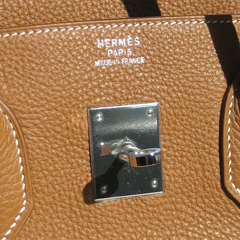 Women's or Men's 35cm Hermes Gold Taurillon Clemence Leather Birkin Bag Handbag For Sale