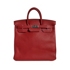 40cm Hermès Rouge Vif Clemence Leather Hac Bag Handbag