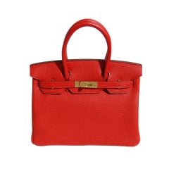 30cm Hermes Geranium Togo Leather Birkin Bag Handbag