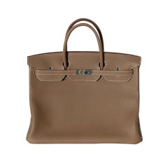 40cm Hermes Etoupe Clemence Leather Birkin Bag Handbag with PHW