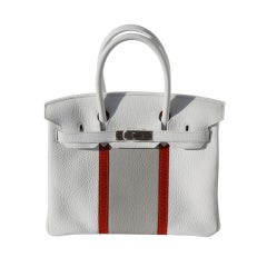 30cm Hermes White Club Leather Birkin Bag Handbag