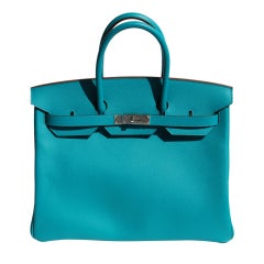 35cm Hermes Blue Paon Epsom Leather Birkin Bag Handbag