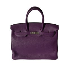 35cm Hermès Ultra Violet Clemence Leather Birkin Bag Handbag