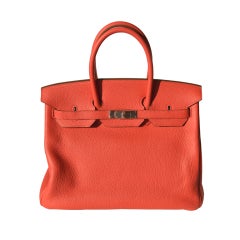 35cm Hermes Rose Jaipur Clemence Leather Birkin Bag Handbag