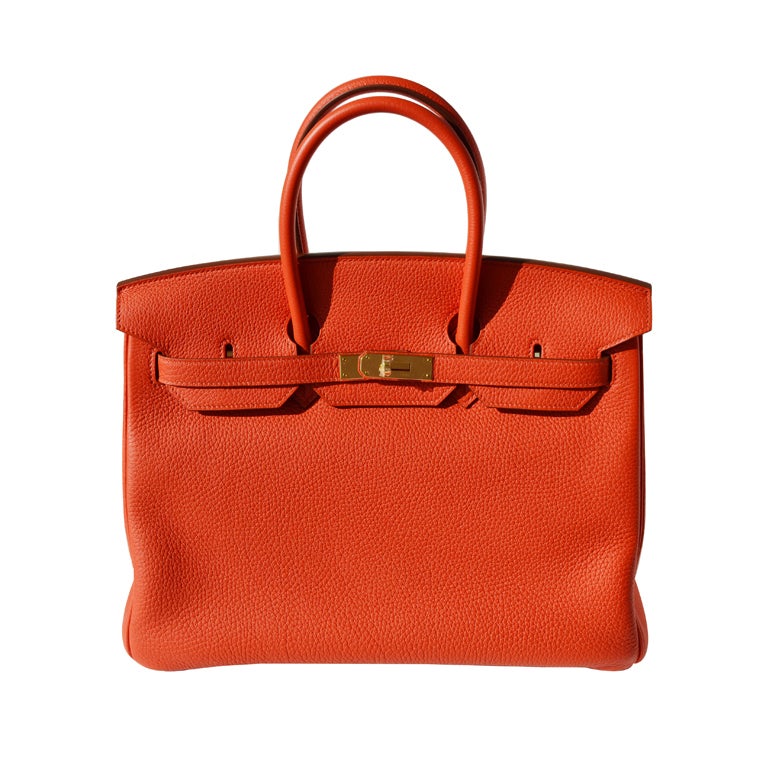35cm Hermes Capucine Clemence Leather Birkin Bag Handbag