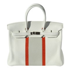 35cm Hermès White Club Leather Birkin Bag Handbag