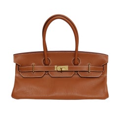Hermes Gold Taurillon Clemence Leather JPG Shoulder Birkin Bag