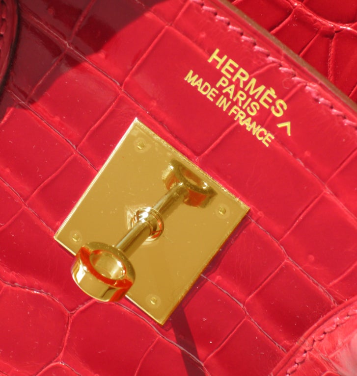 35cm Hermès Shiny Braise Porosus Crocodile Birkin Bag Handbag 1