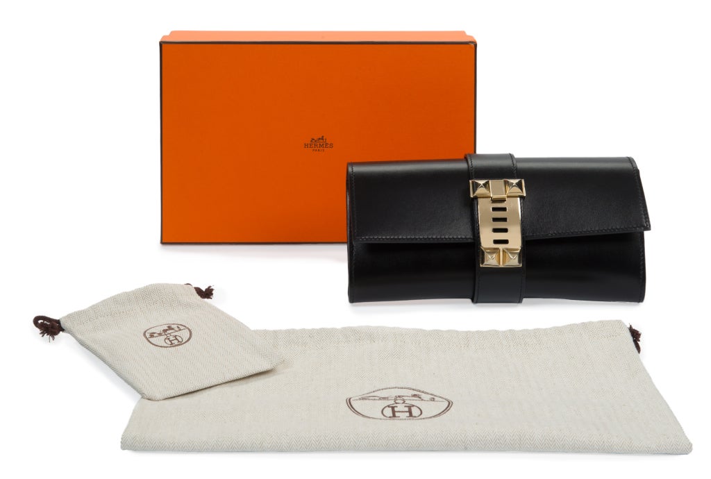rare HERMES MEDOR clutch with permabrass hardware! For Sale 1