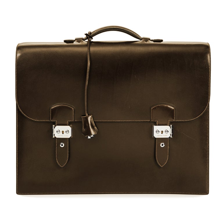 Hermès Briefcase chocolate box leather at 1stdibs