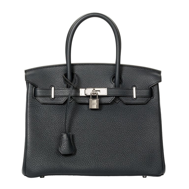 HERMES BIRKIN 30 BLEU OBSCURE TOGO PALLADIUM HW CITY CHIC For Sale