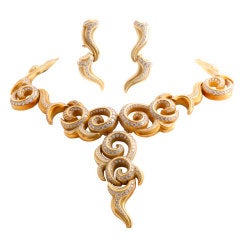 KIESELSTEIN-CORD Diamond Gold FLAME Necklace Earring Set