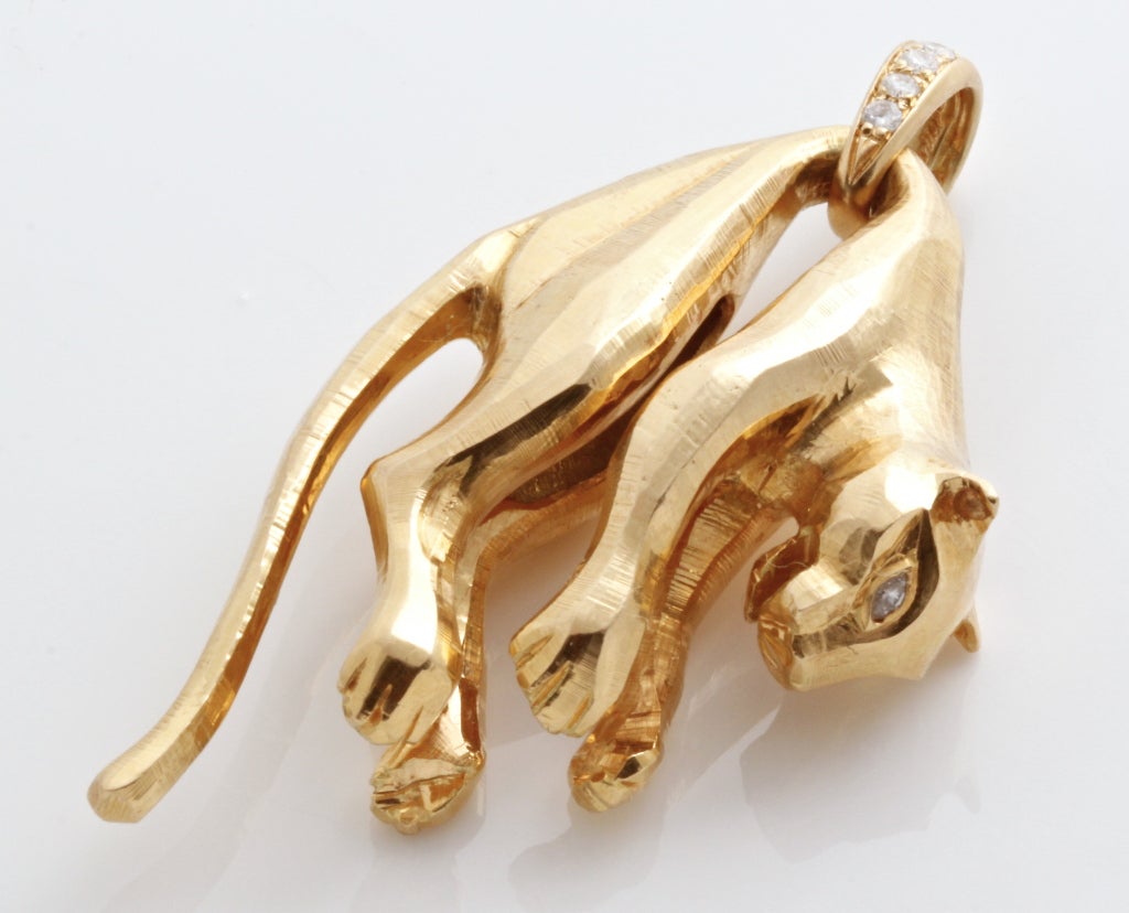 CARTIER Yellow Gold and Diamond Panther Pendant