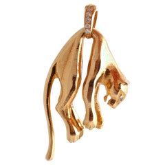 CARTIER Yellow Gold and Diamond Panther Pendant