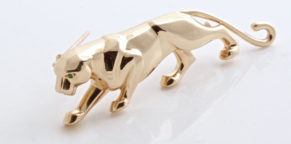Women's CARTIER Yellow Gold Panther Brooch For Sale