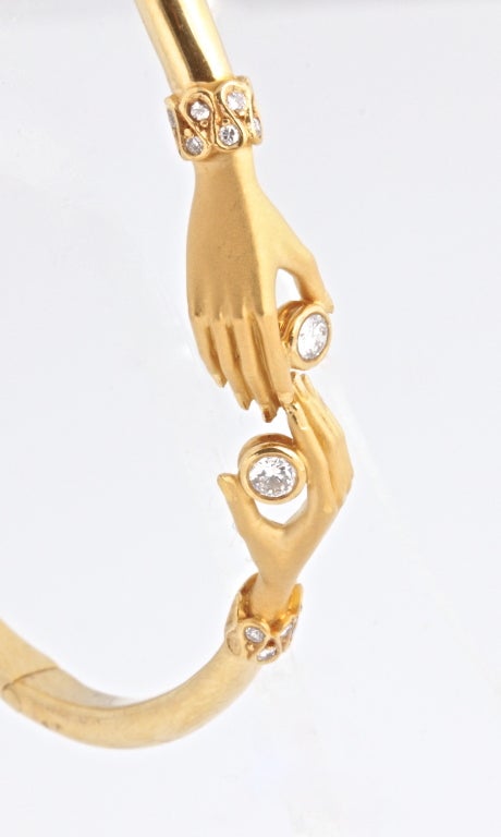 CARRERA Y CARRERA Yellow Gold & Diamond Hands Bangle Bracelet 1