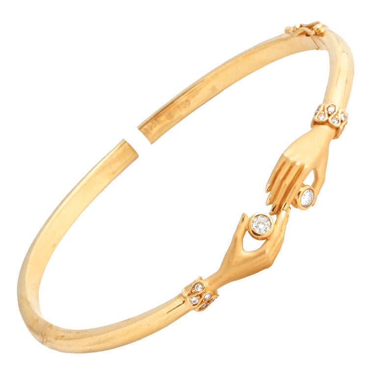 CARRERA Y CARRERA Yellow Gold & Diamond Hands Bangle Bracelet