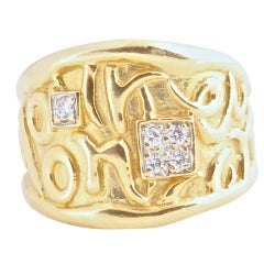 SEIDENGANG Yellow Gold and White Diamond Unisex Ring Size 10