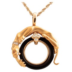 CARRERA Y CARRERA Panther Diamond Onyx Ruby Yellow Gold Necklace