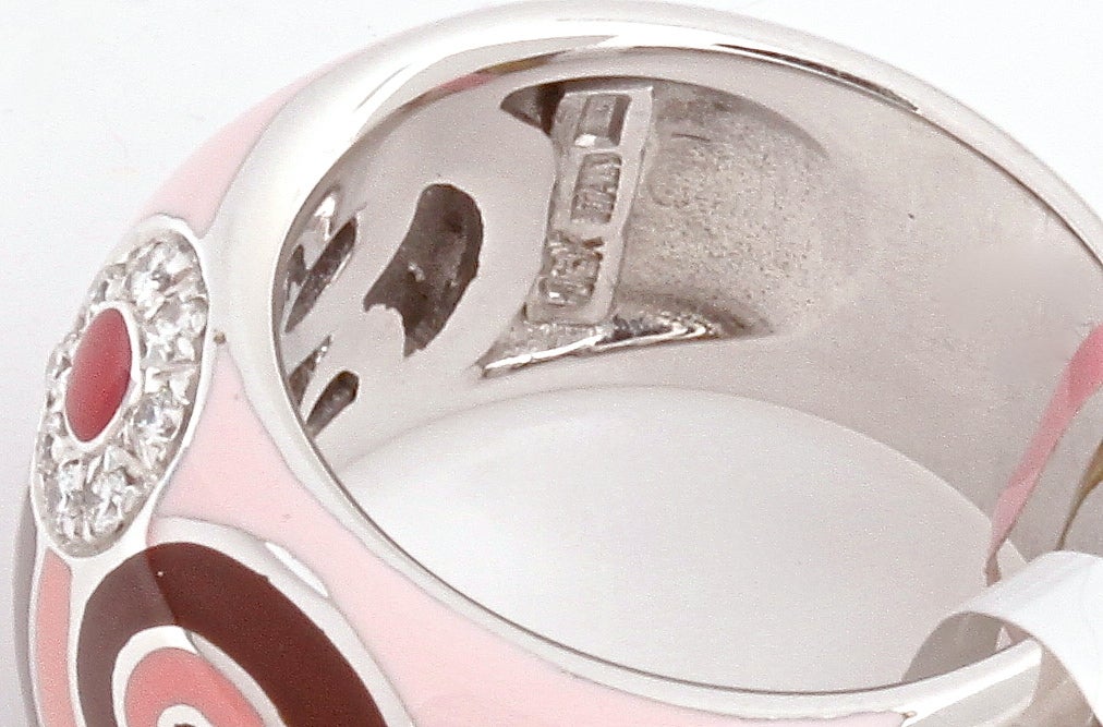 Women's ROBERTO COIN White Gold Diamond Pink Enamel Ring