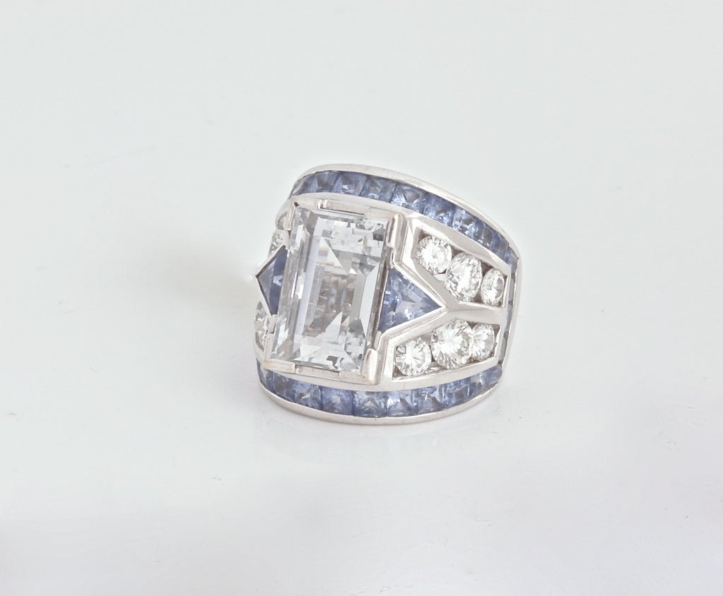 REPOSSI White Gold 9.72c White Sapphire Diamond Blue Sapphire 1