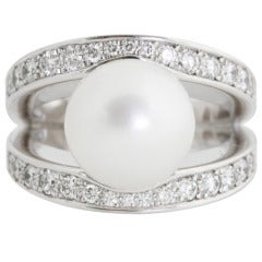 CHOPARD White Gold Diamond Pearl Ring