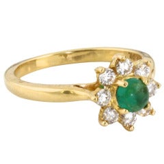 TIFFANY & Co. Yellow Gold, Diamond & Emerald Flower Ring