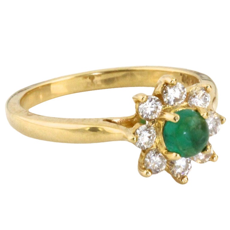 TIFFANY 
Co. Yellow Gold, Diamond 
Emerald Flower Ring For Sale