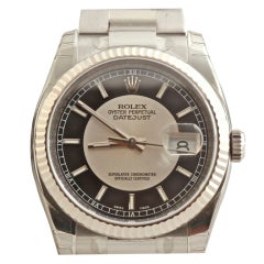 ROLEX Steel and White Gold Oyster Perpetual Wristwatch Ref116234